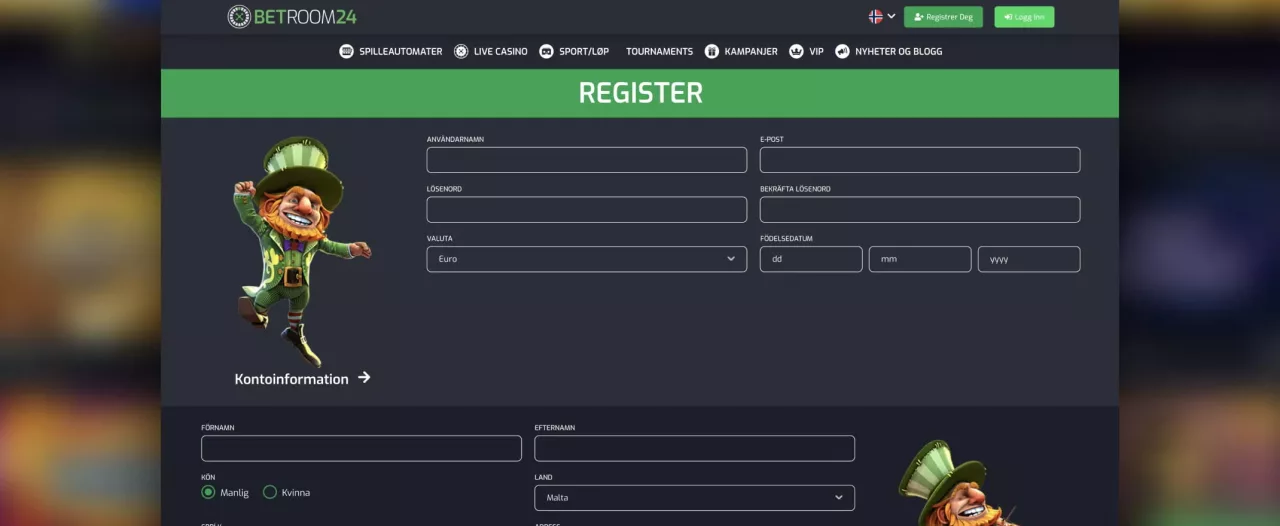 BetRoom24 registrering