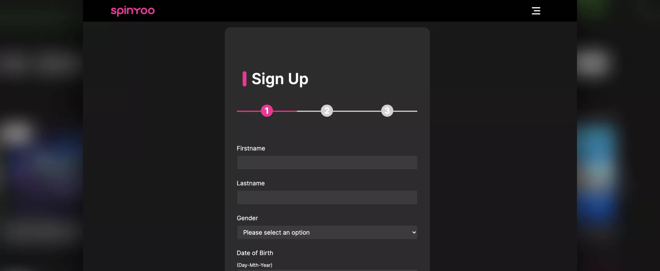 spinyoo registration screenshot