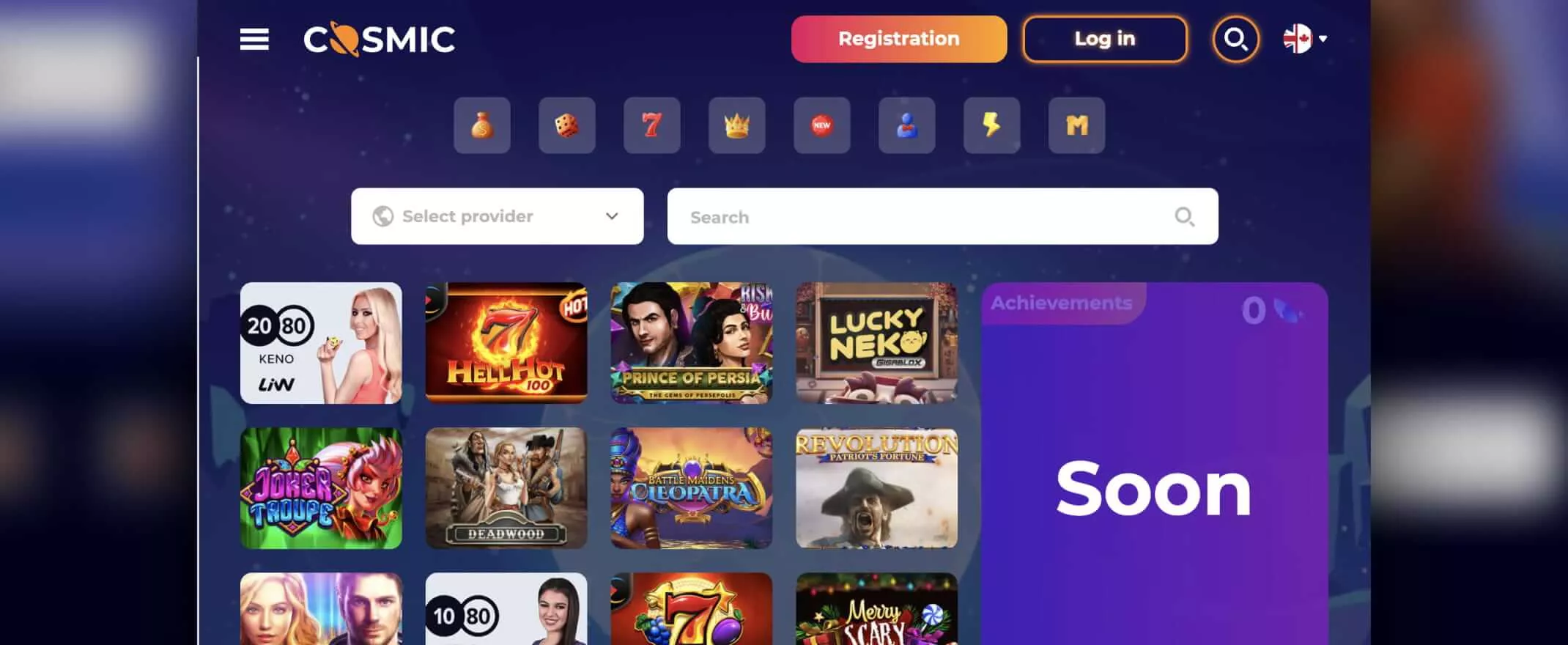 CosmicSlot Casino games screenshot