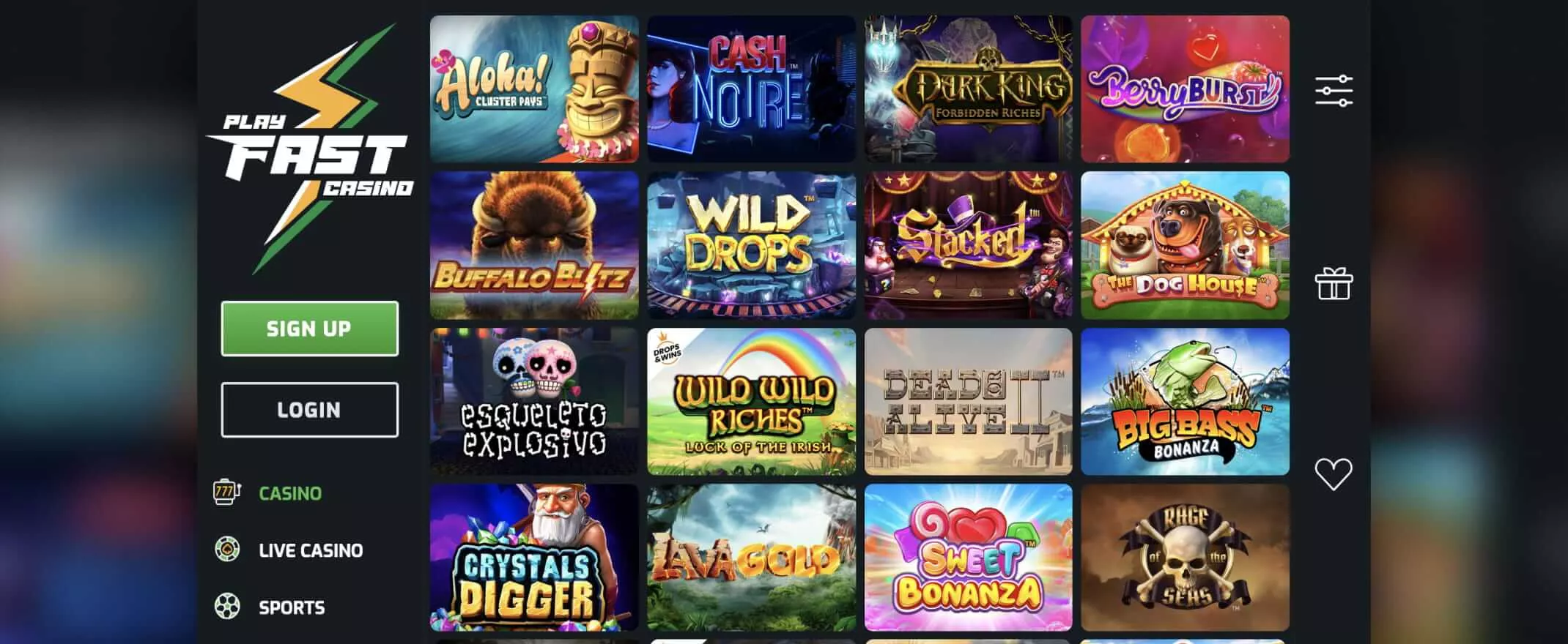 playfast casino games screenshot