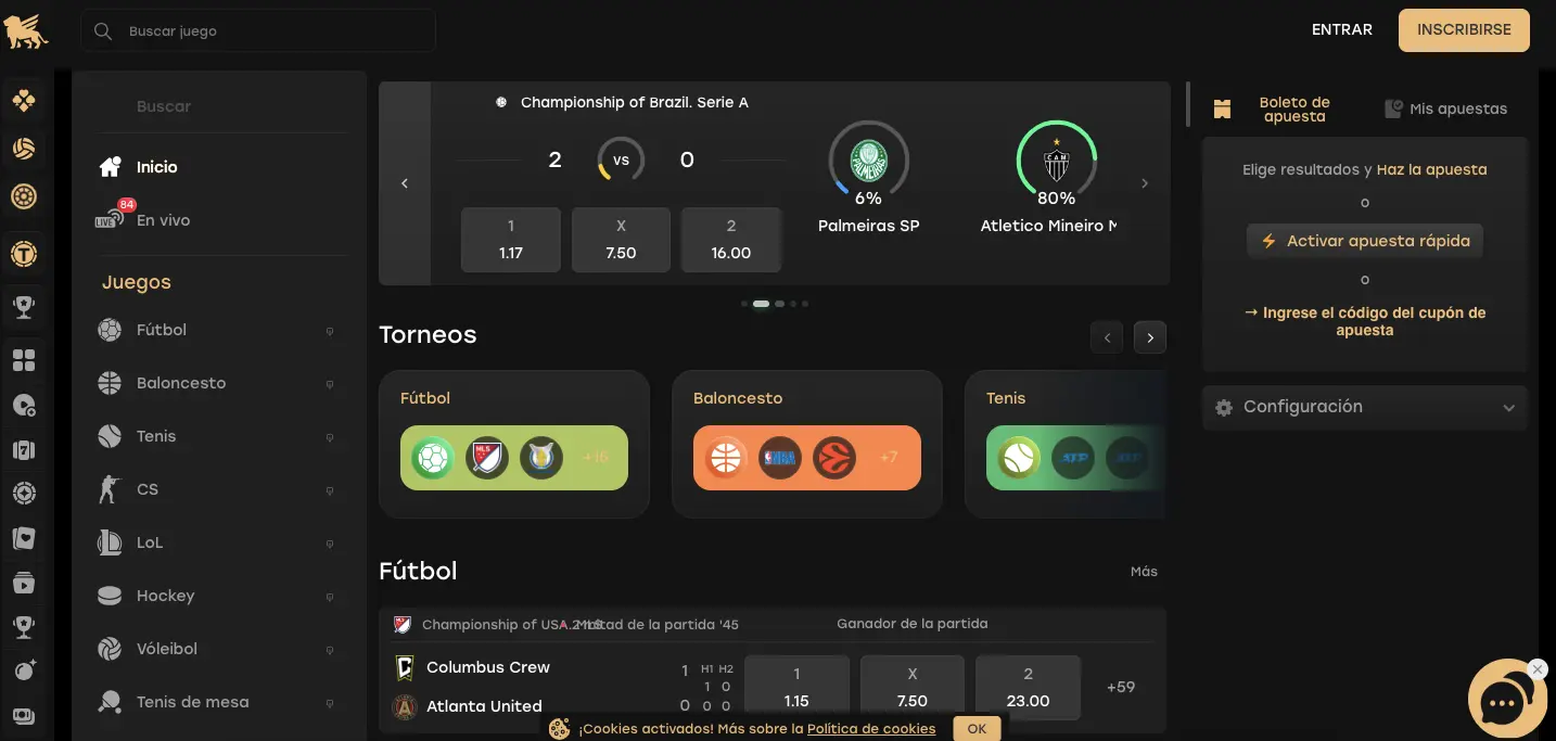 Apuestas deportivas en Fairspin