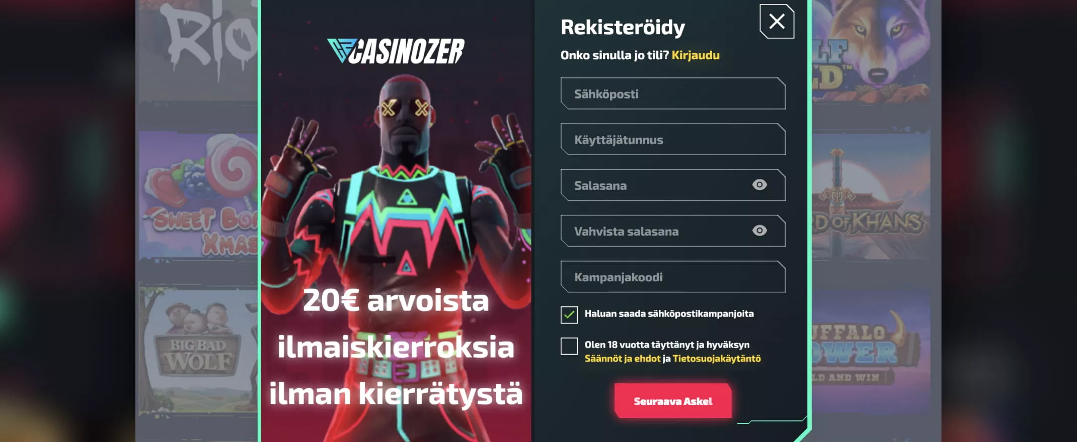 Casinozer Casinolle rekisteröityminen