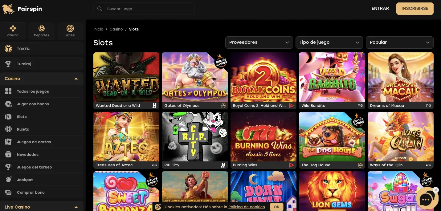 Tragamonedas online en Fairspin