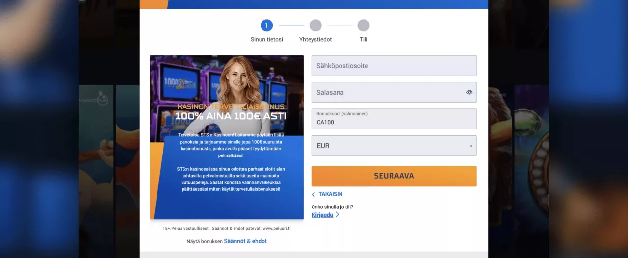 STS Casinolle rekisteröityminen