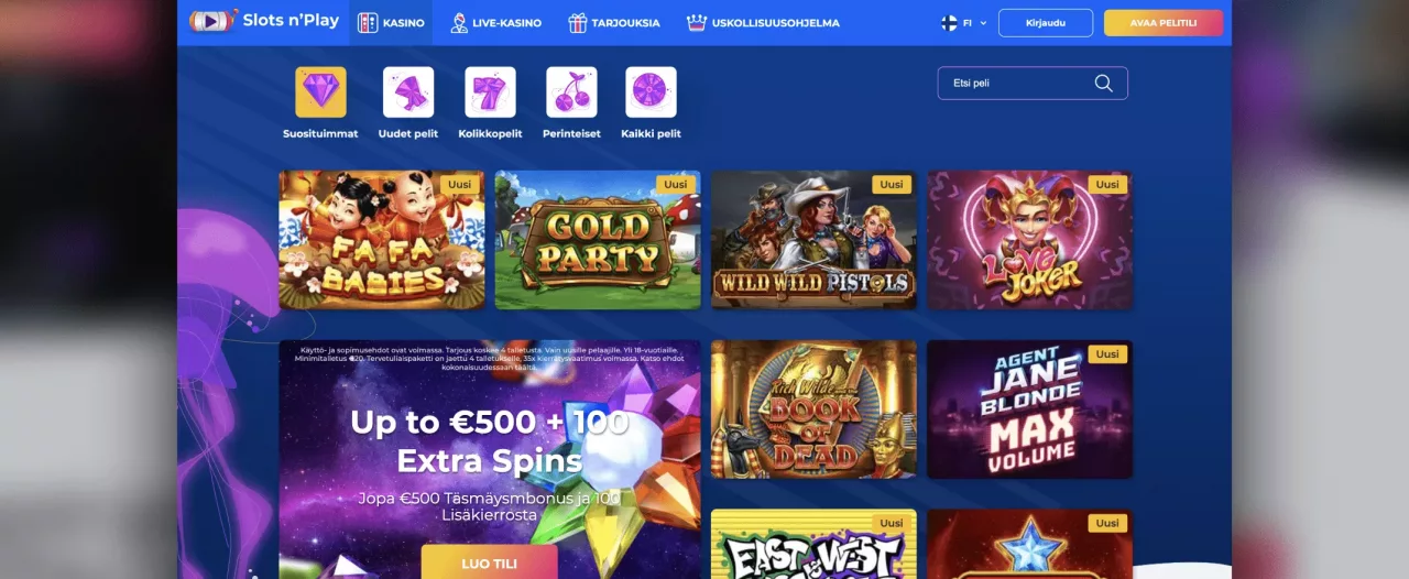 Slots n’Play Casinon pelit