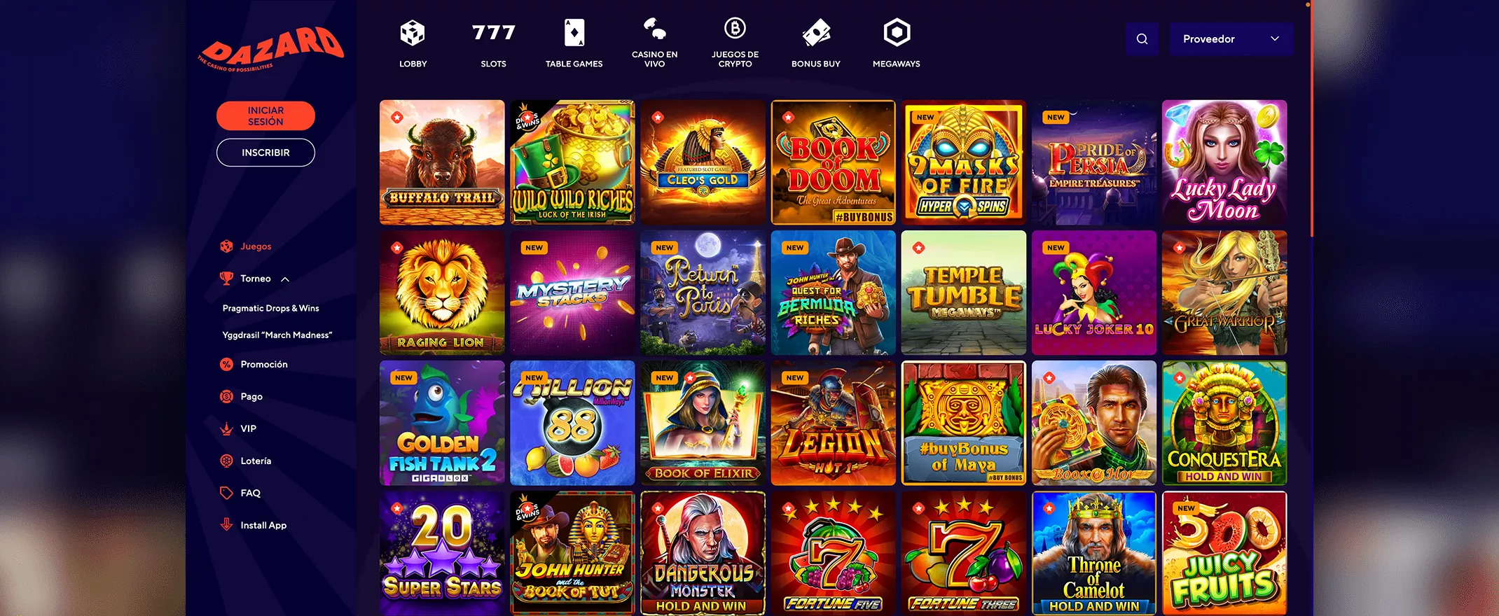 Juegos de Dazard Casino