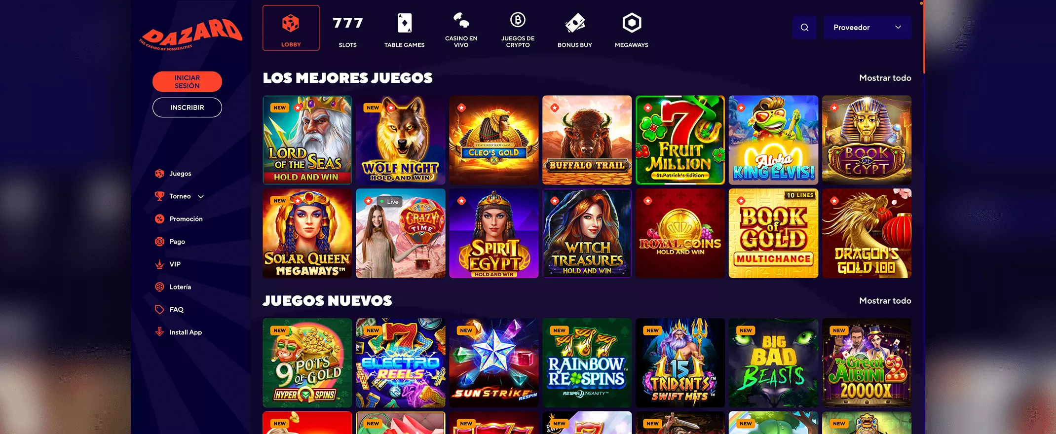Captura de pantalla de Dazard Casino