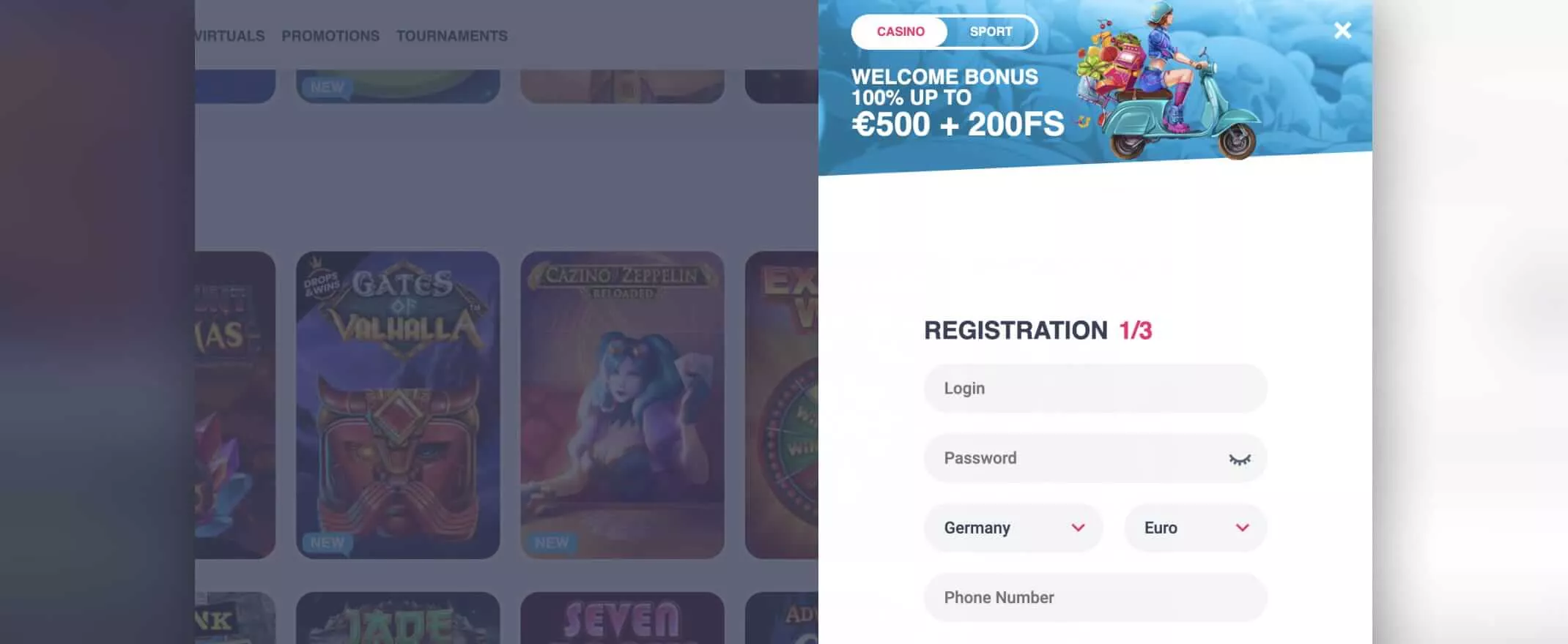 ohmyspins screenshot of registration