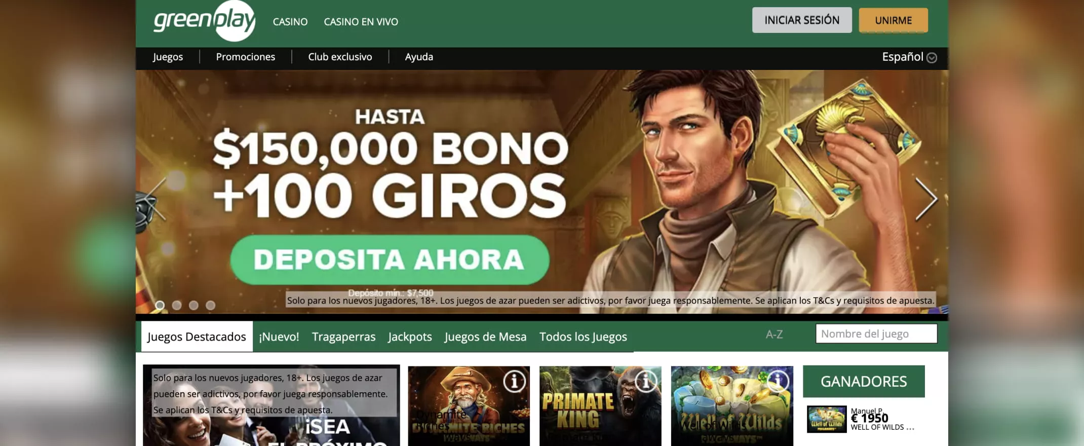 Captura de pantalla de Greenplay Casino