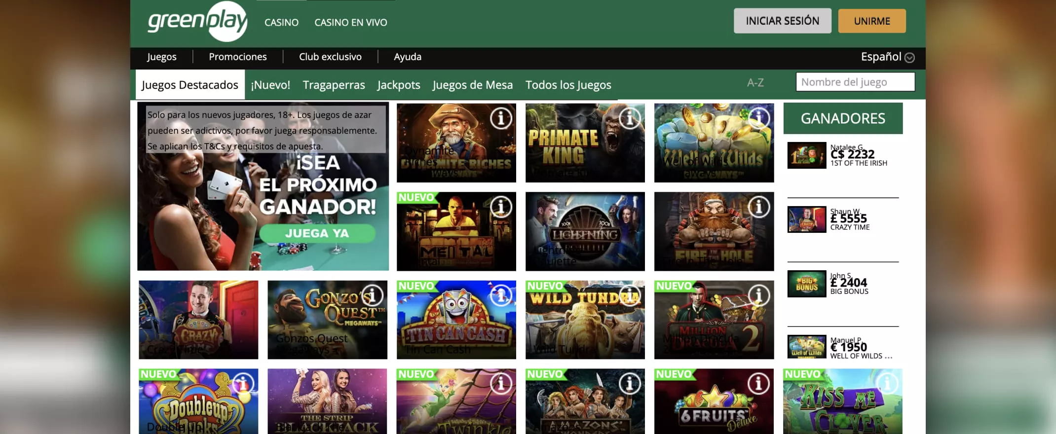 Juegos de Greenplay Casino