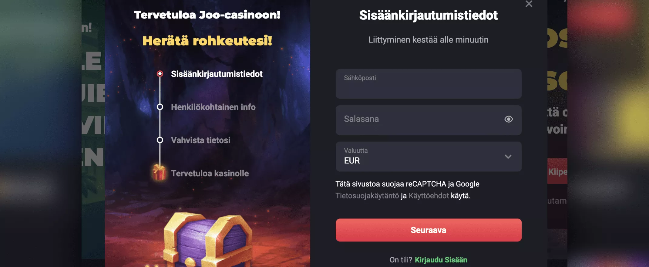 Joo Casinolle rekisteröityminen