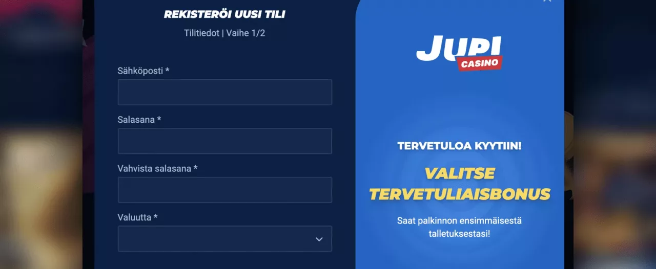 Jupi Casinolle rekisteröityminen