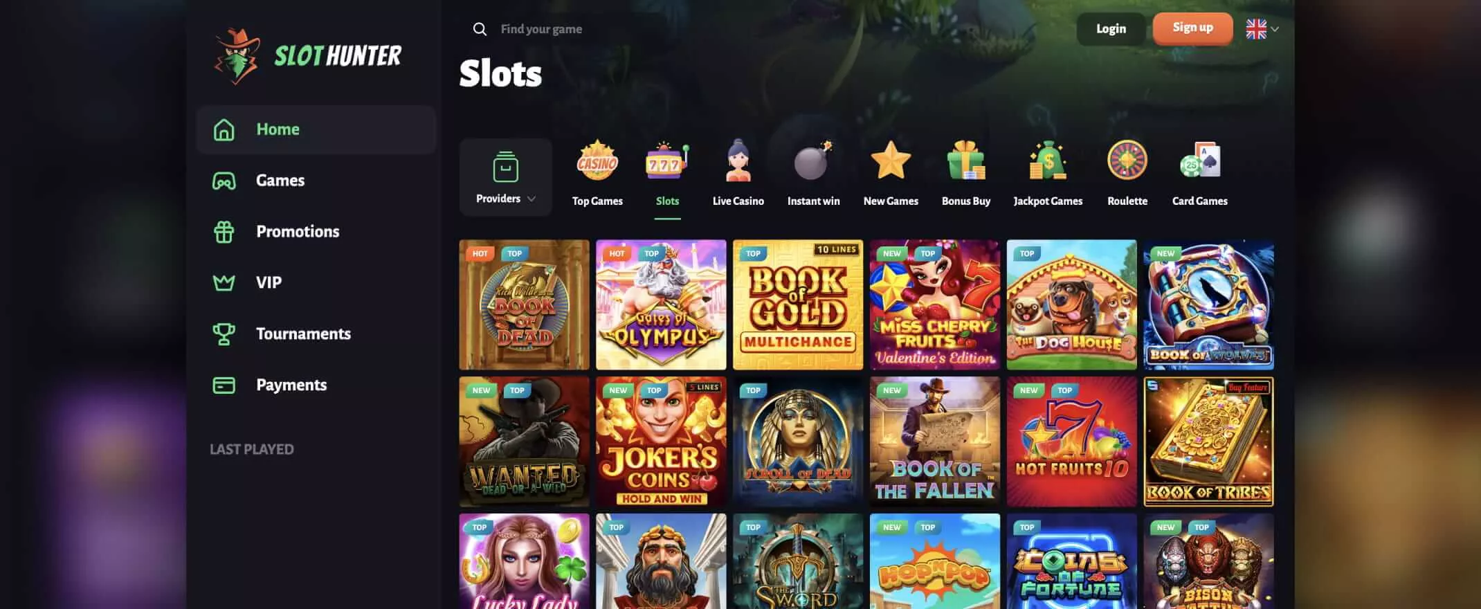 Slot Hunter Casino screenshot of the games