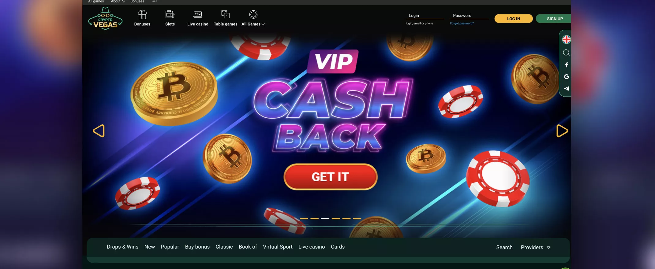 CryptoVegas Casinon etusivu