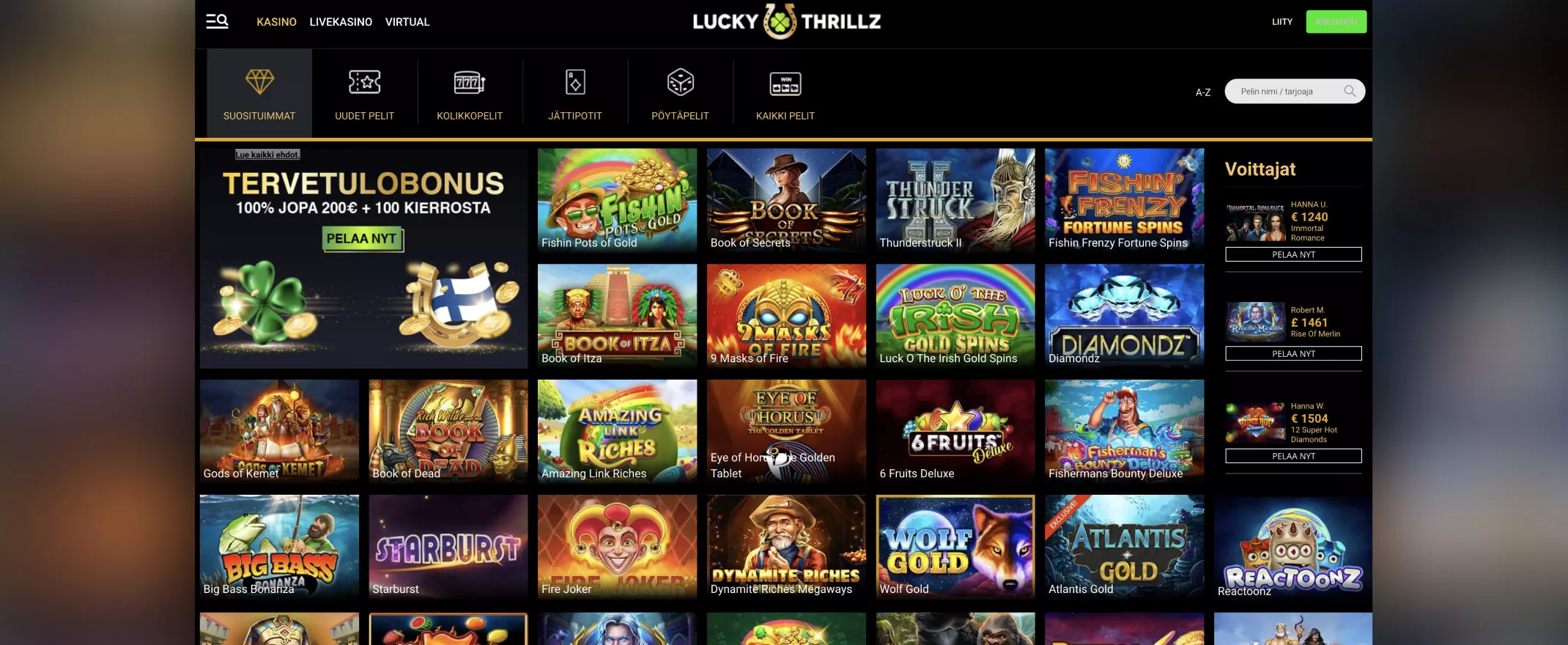 LuckyThrillz Casinon pelit