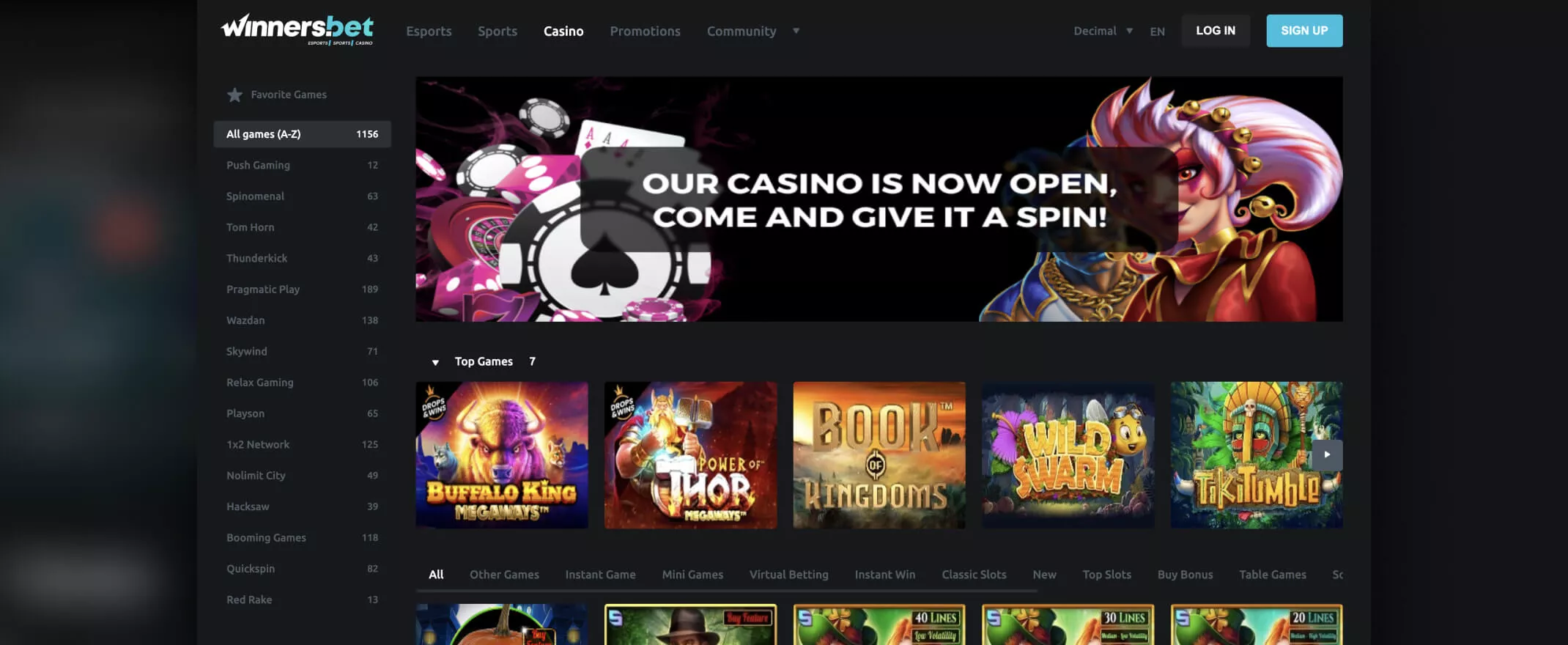 winnerbet screenshot of games