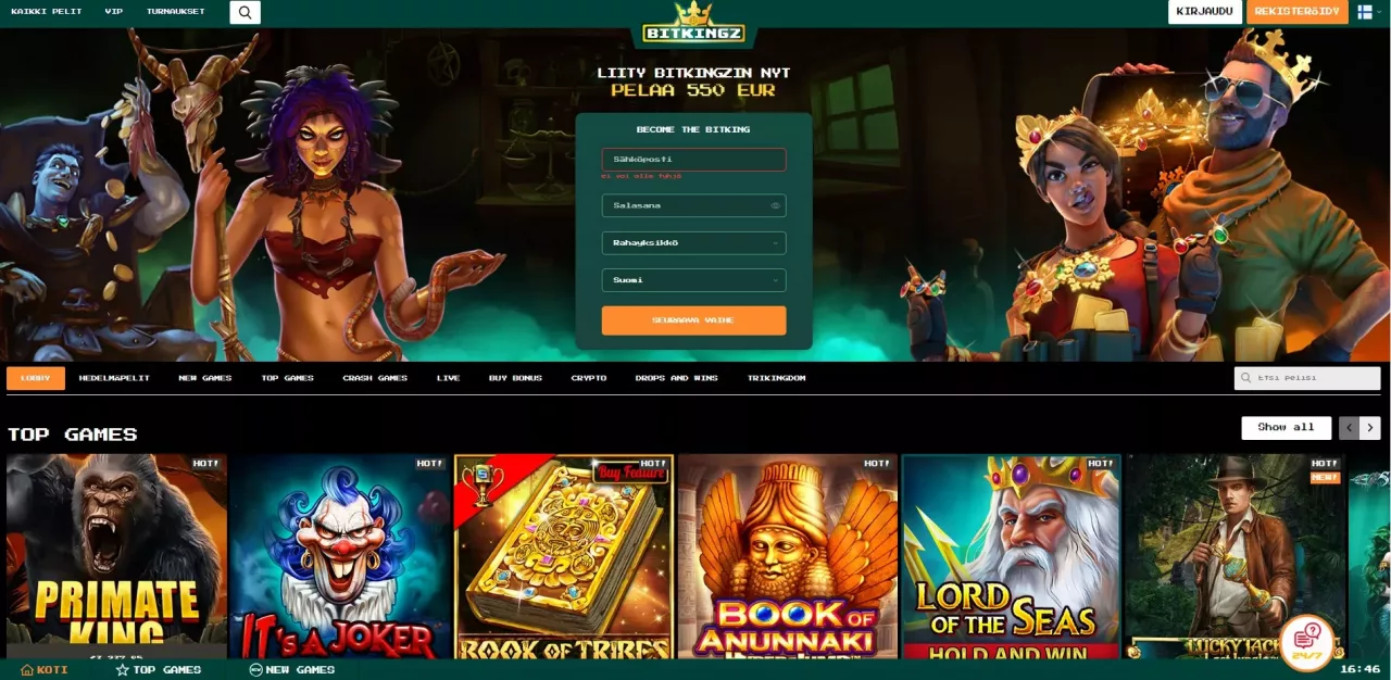 Bitkingz Casinon etusivu