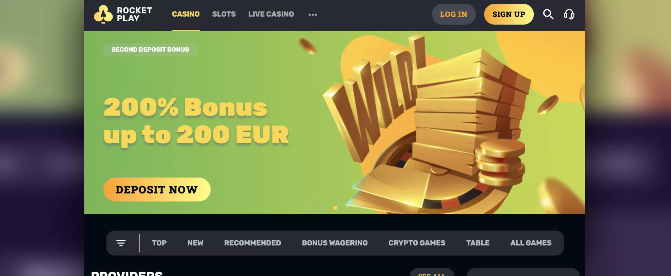 RocketPlay Casinon etusivu