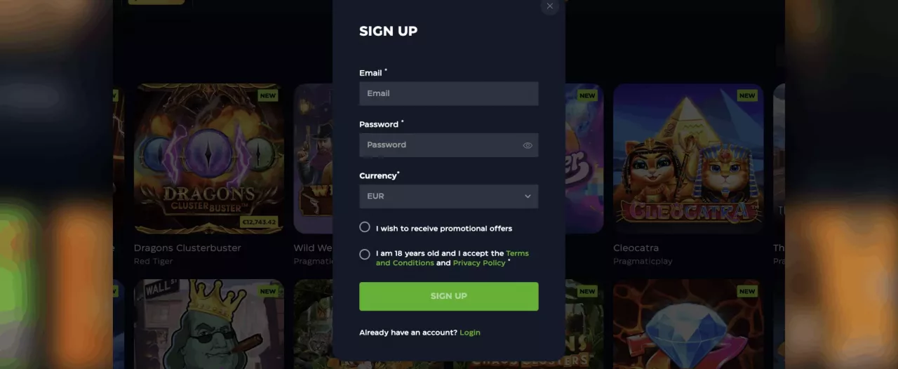 JeetCity Casinolle rekisteröityminen