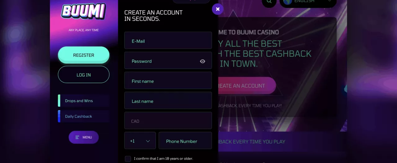 Buumi registration screenshot