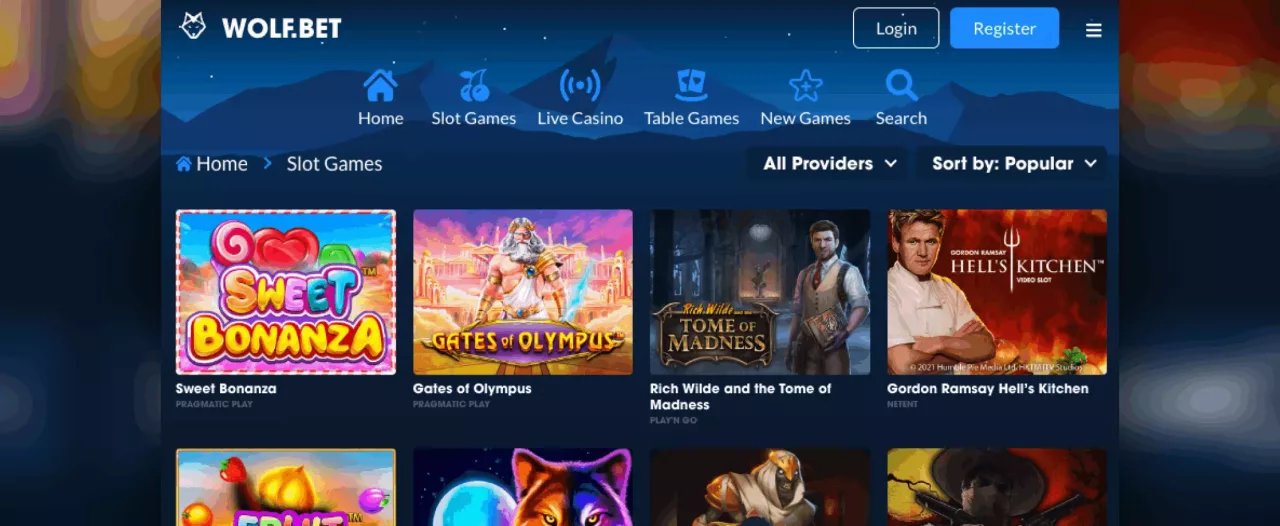 wolf.bet casino games screenshot