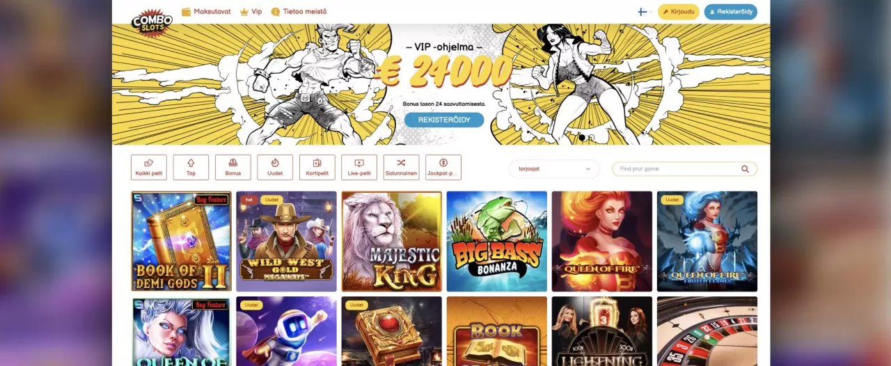 ComboSlots Casinon etusivu, kuvankaappaus