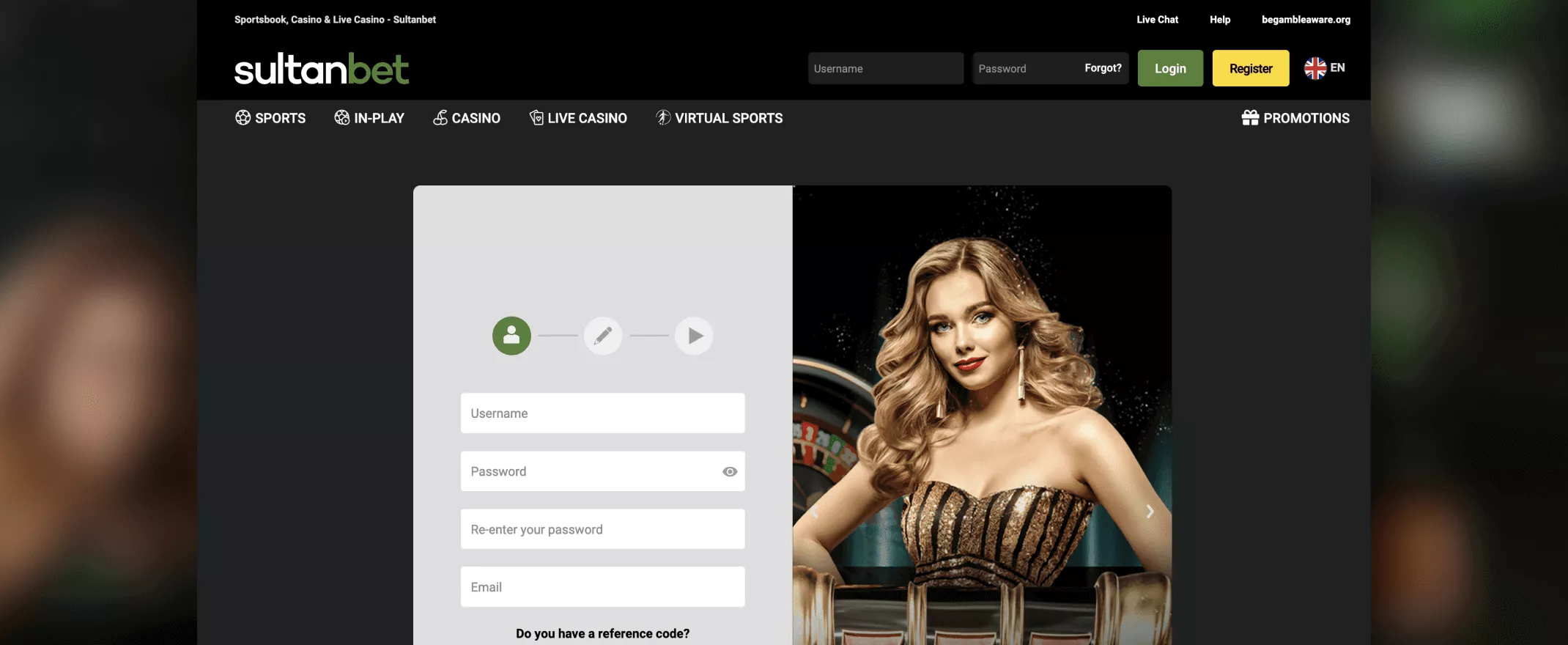 sultanbet registration screenshot