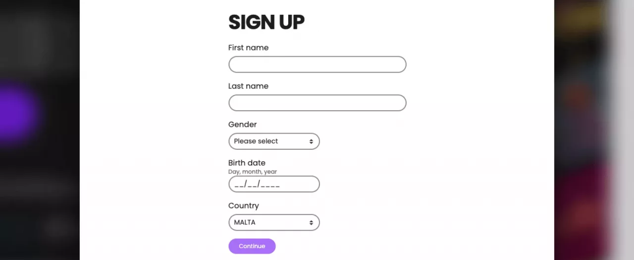 FireVegas casino registration screenshot