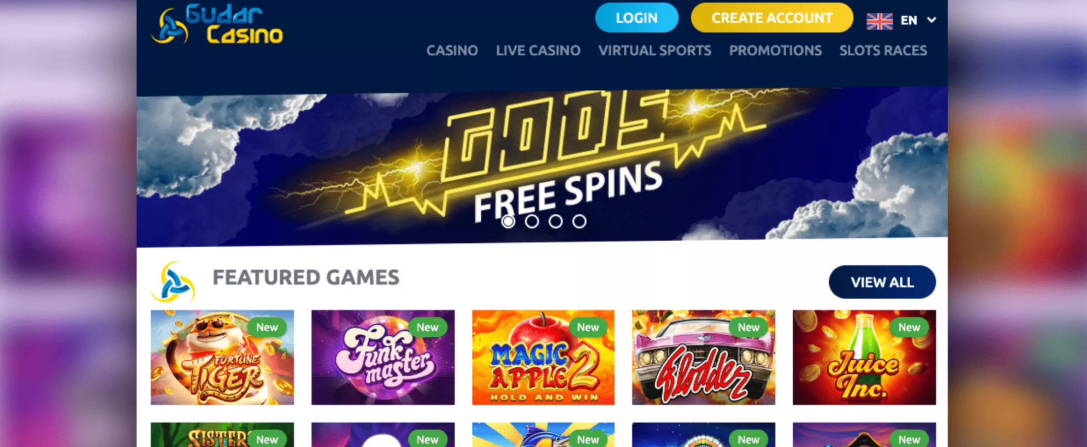 Homepage de Gudar Casino