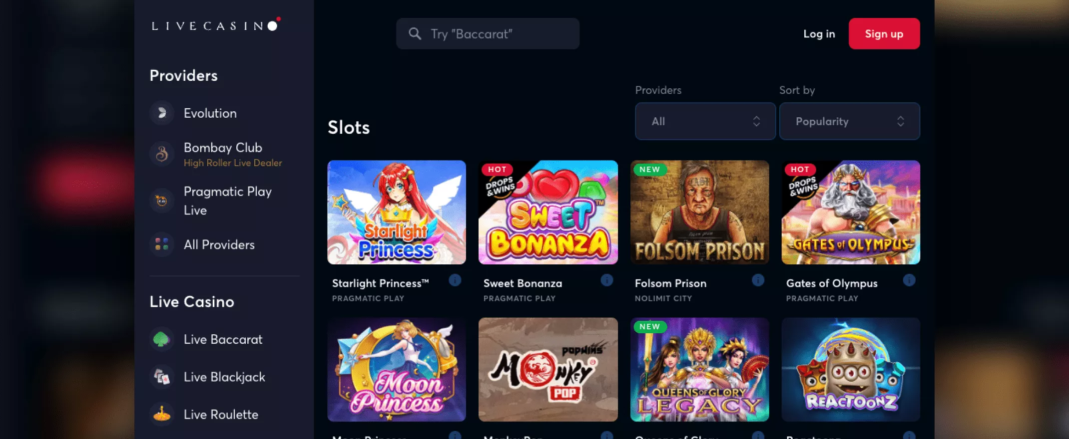 livecasinoio games screenshot