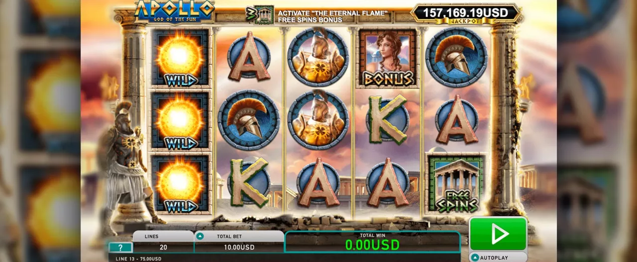 Kuvankaappaus Apollo peliautomaatista