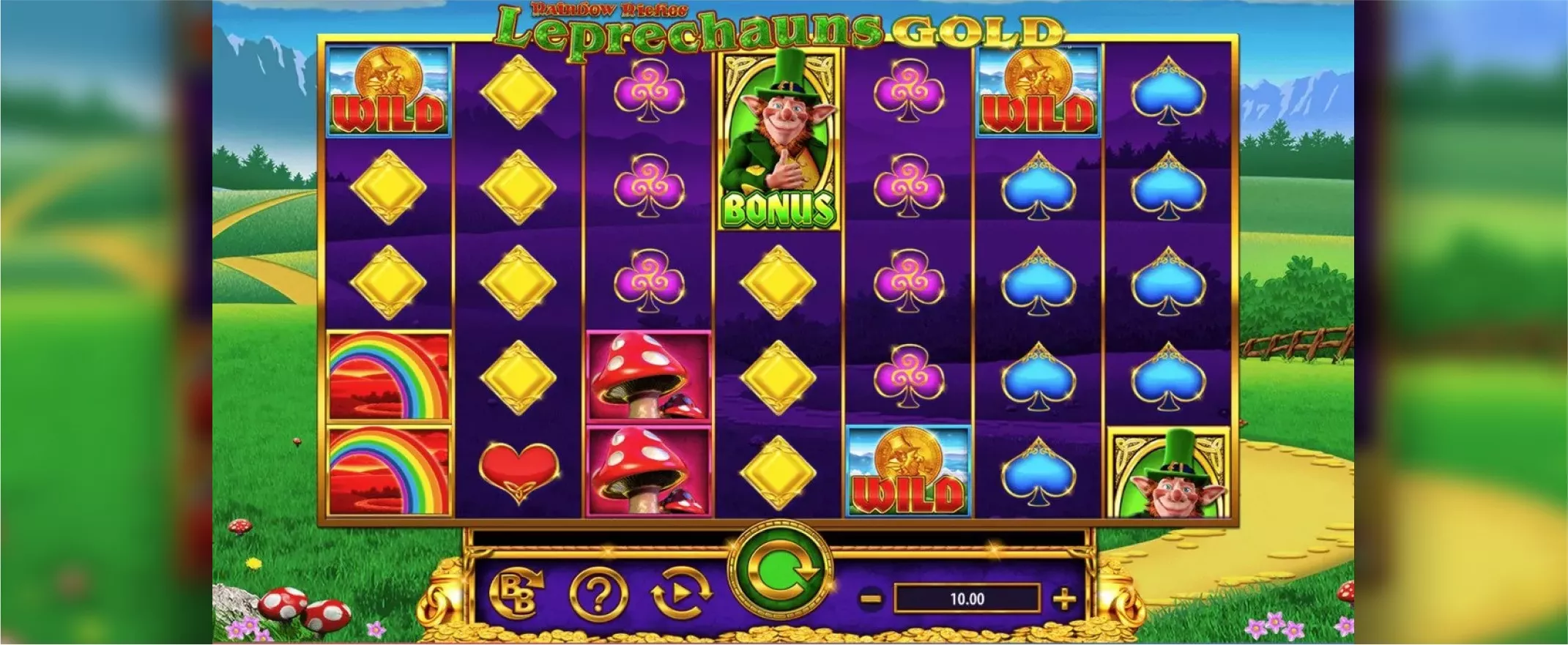 Rainbow Riches Leprechauns Gold peliarvostelu, kuvankaappaus pelistä