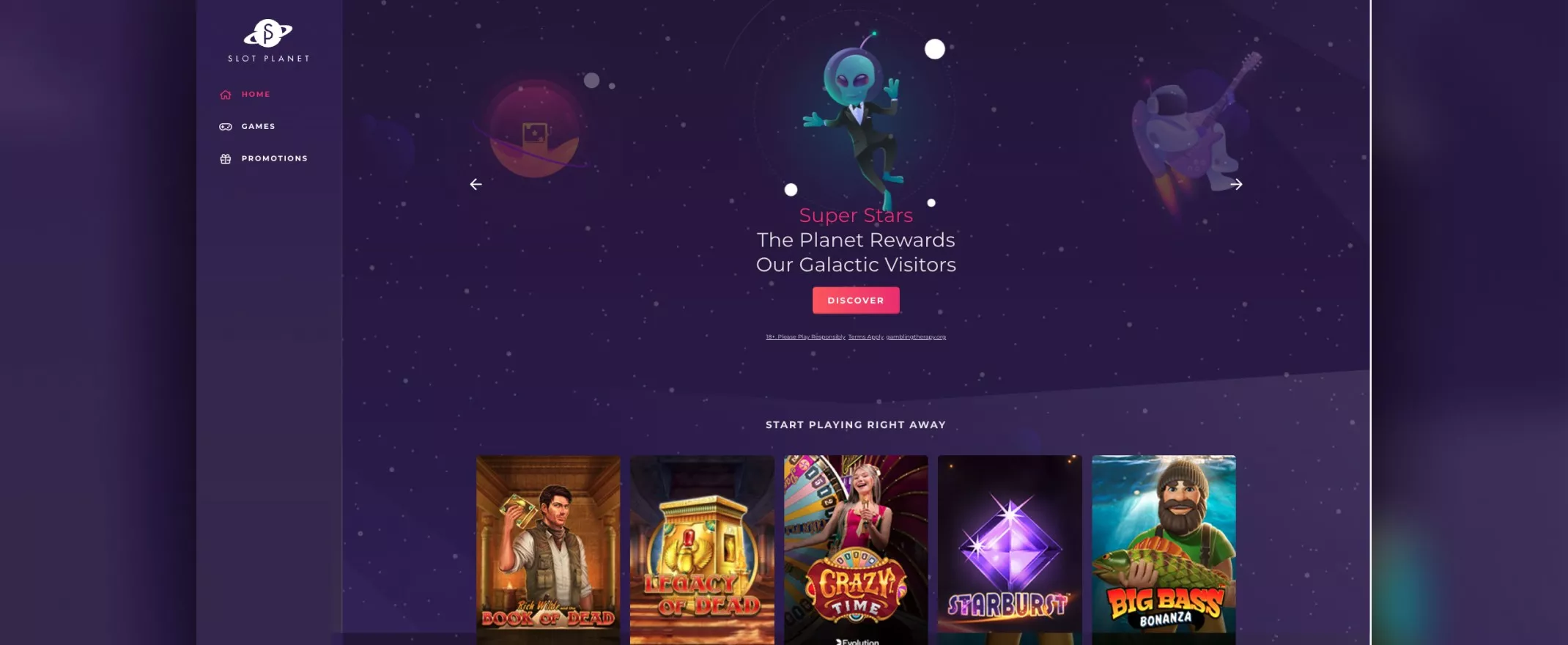 Home page de Slot Planet