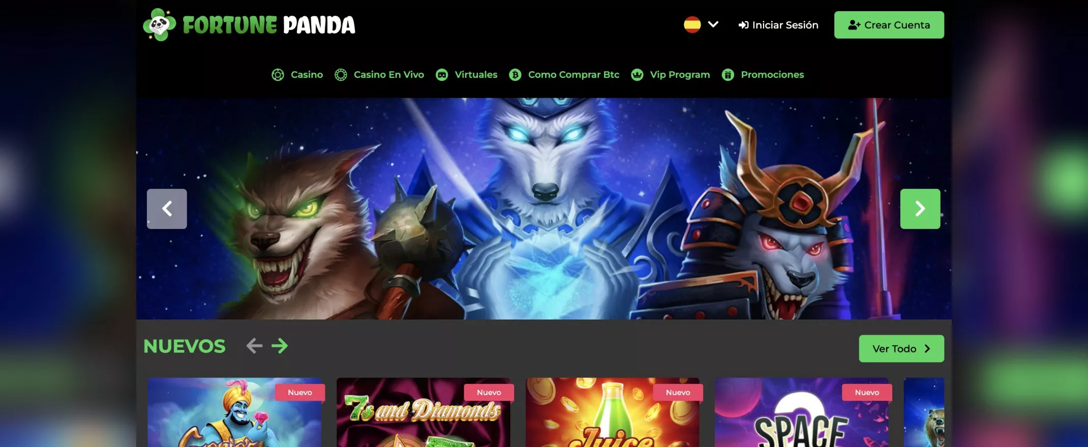 Homepage de Fortune Panda