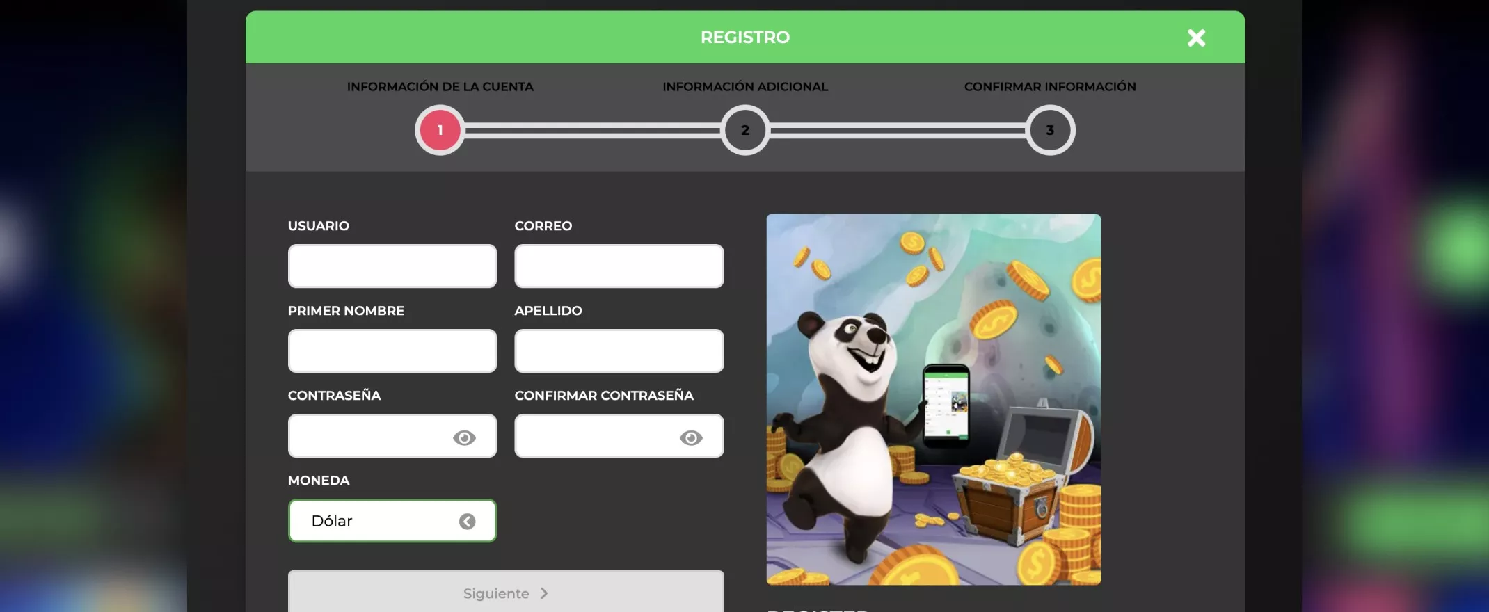 Registro en Fortune Panda