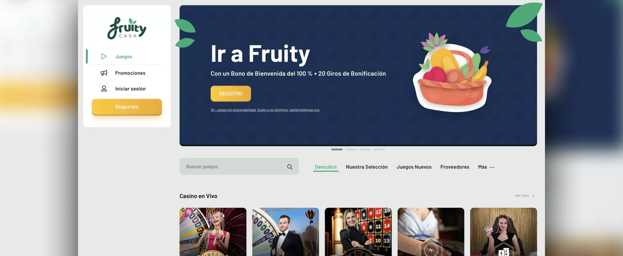 Homepage de Fruity Casa