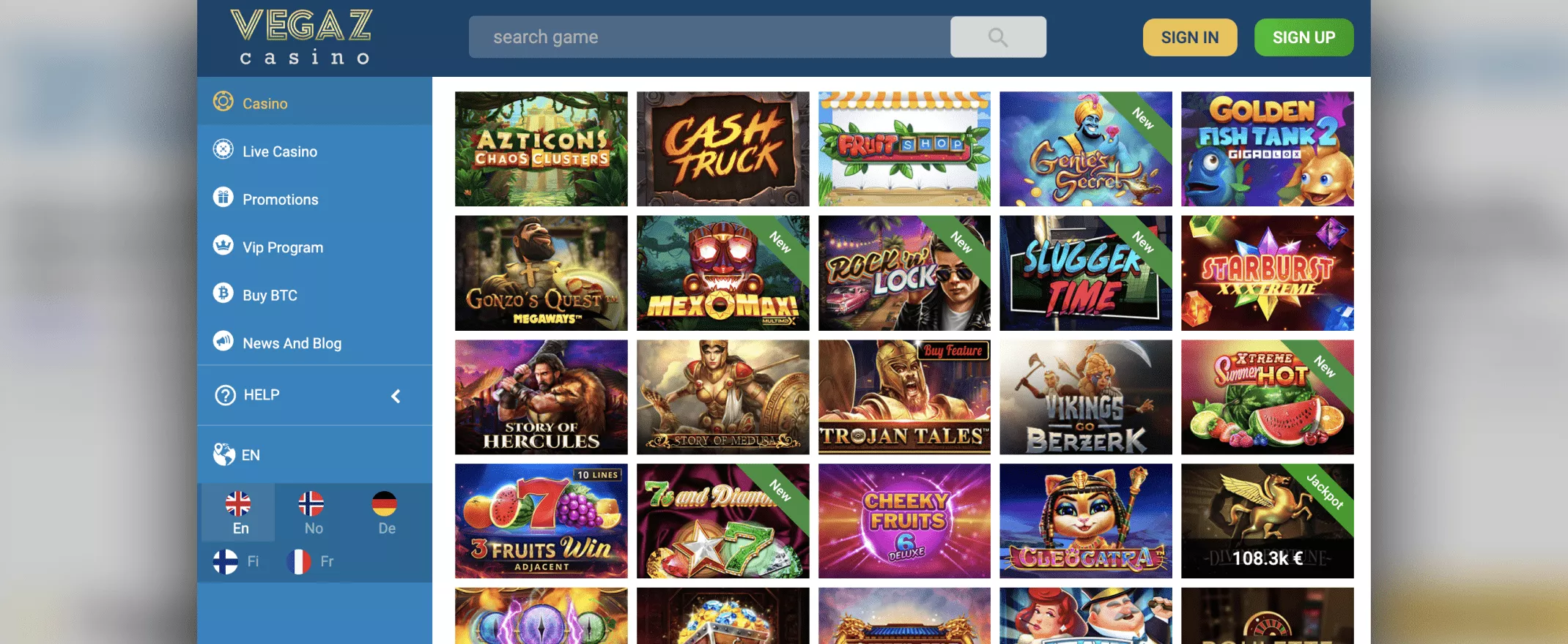 Juegos de Vegaz Casino