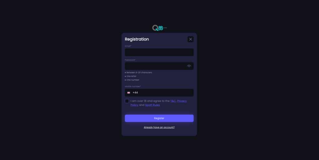 q88 bets casino sign up