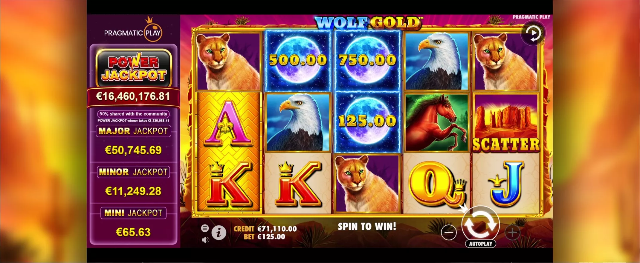 Captura de pantalla de Wolf Gold Power Jackpot