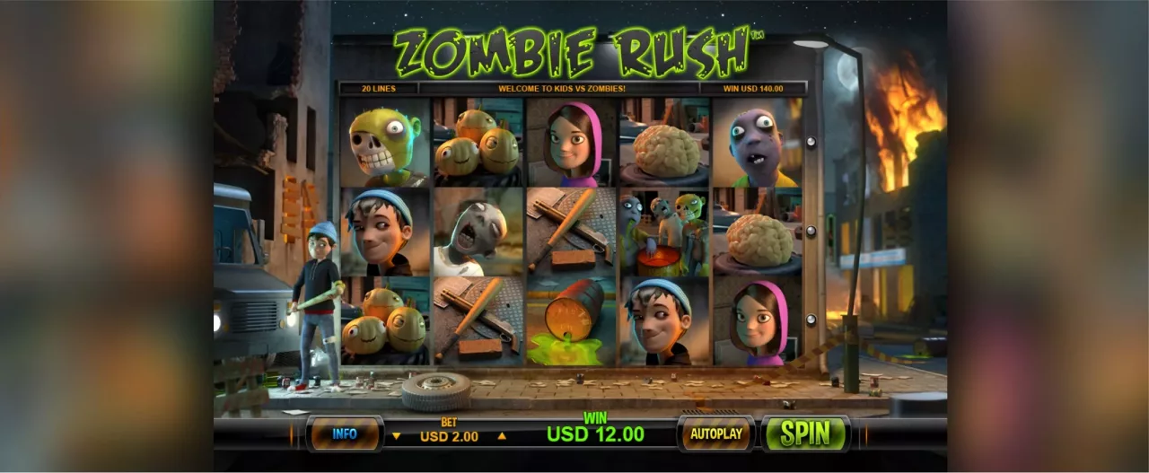 Kuvankaappaus Zombie Rush peliautomaatista