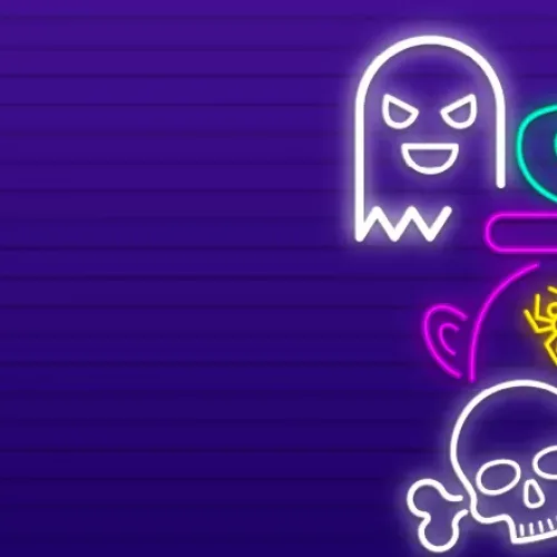 Halloween kasinotarjoukset, noidan kattila, kummitus, hämähäkki, pääkallo ja kurpitsa
