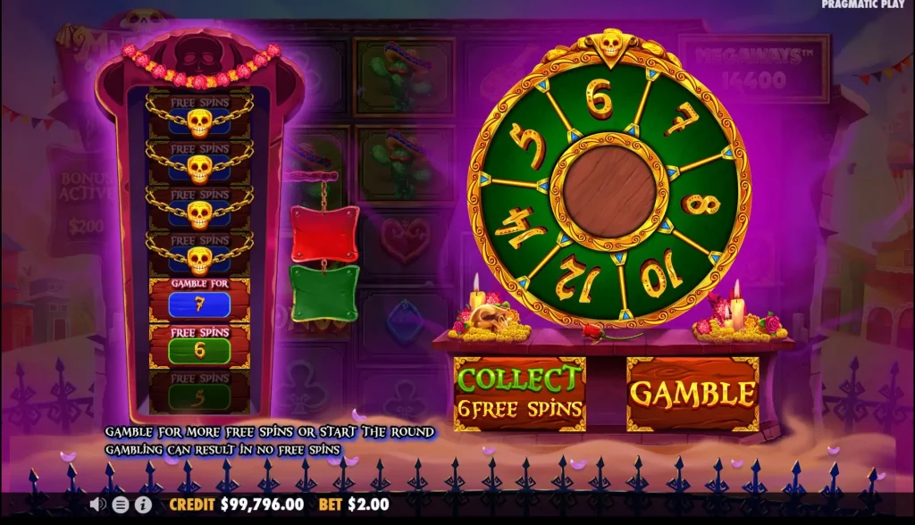 muertos multiplier megaways free spins wheel