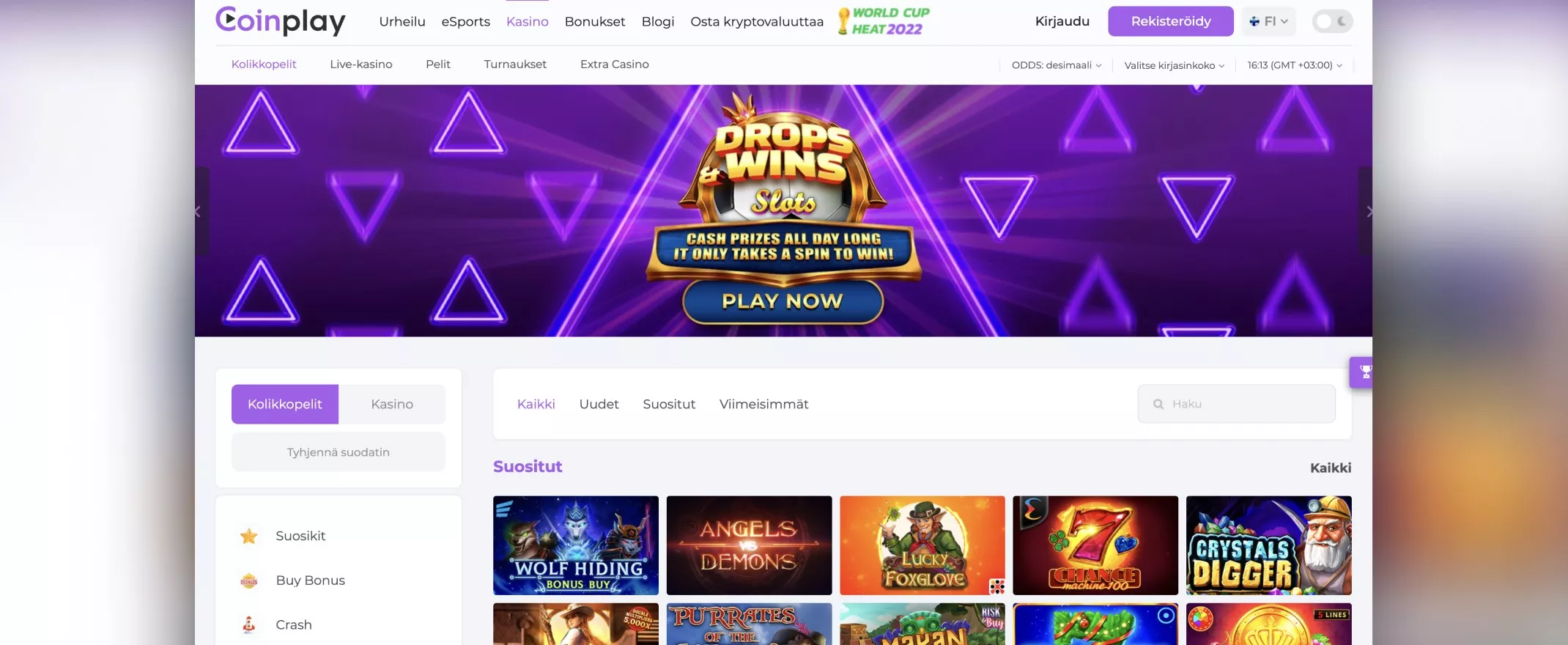 Kuvankaappaus Coinplay Casinon peleistä