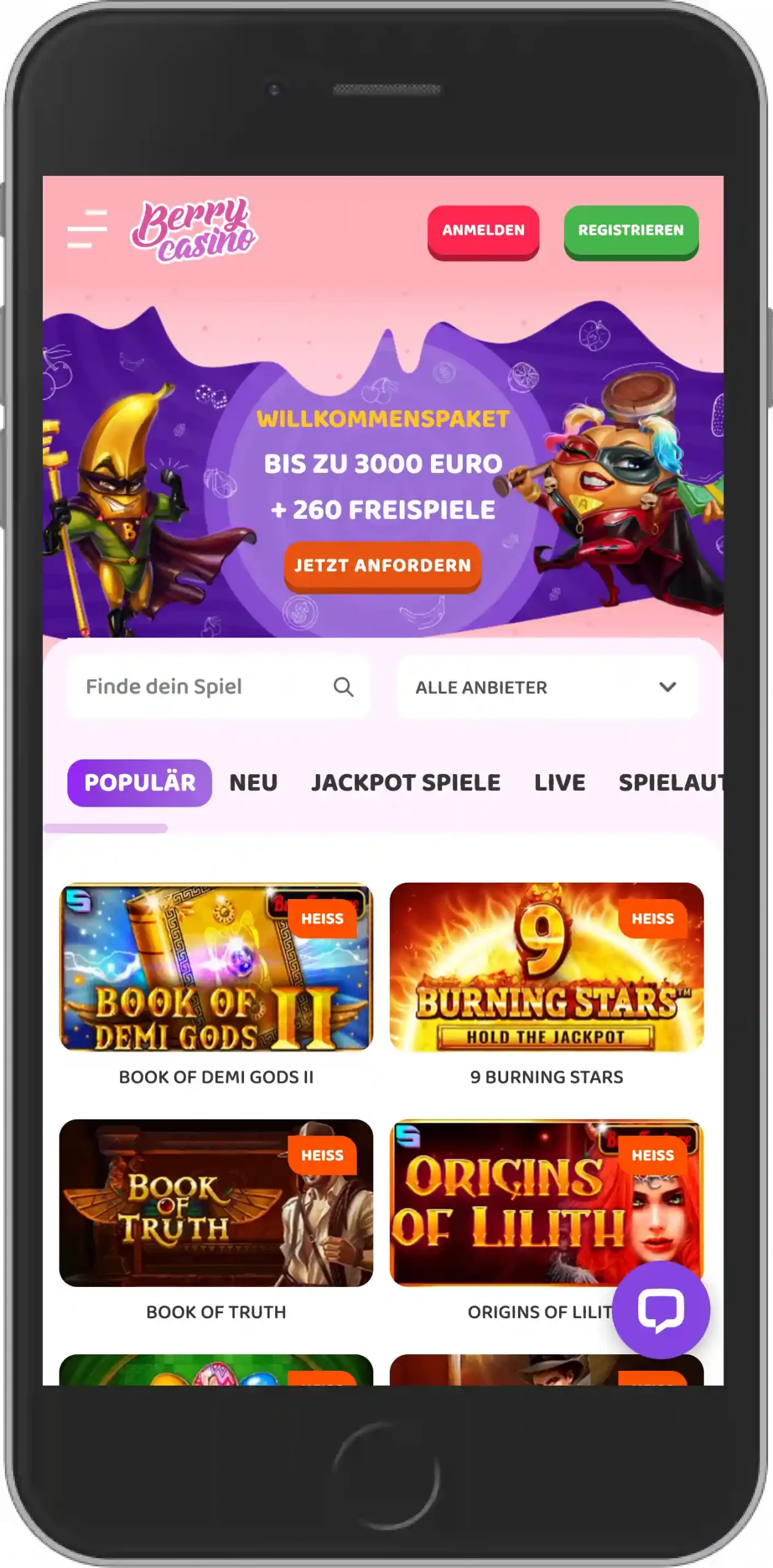 Berry Casino - Willkomenbonus - Mobile Ansicht