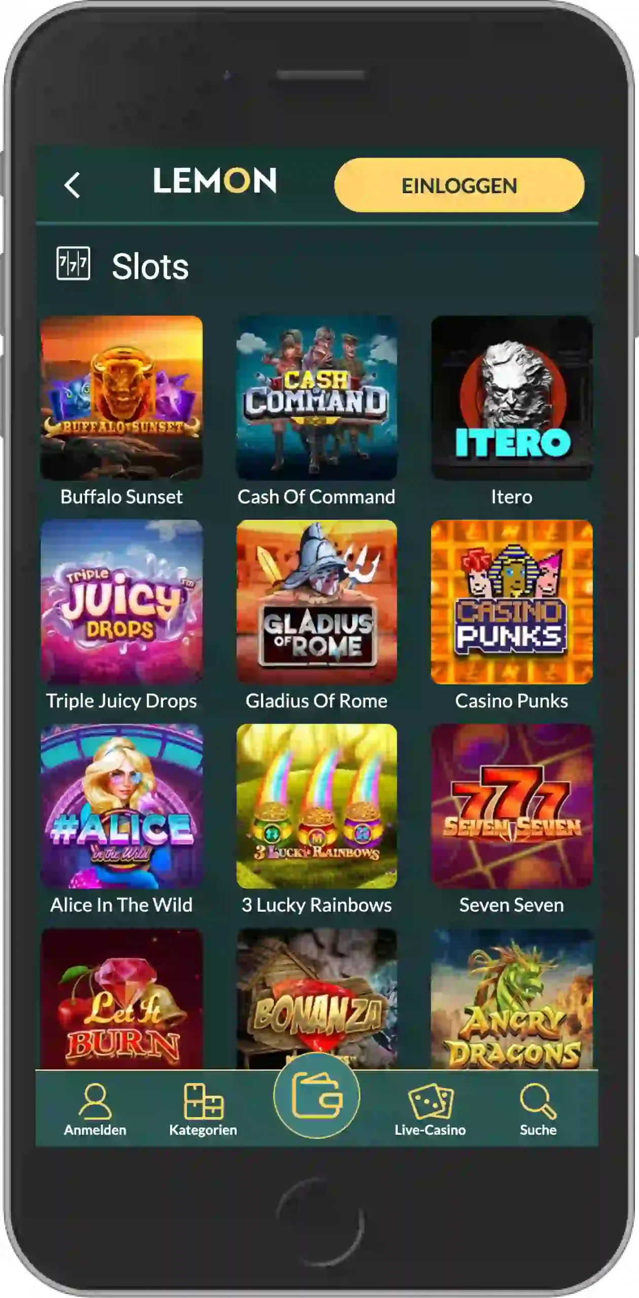 Lemon Casino Slots - Mobile Ansicht