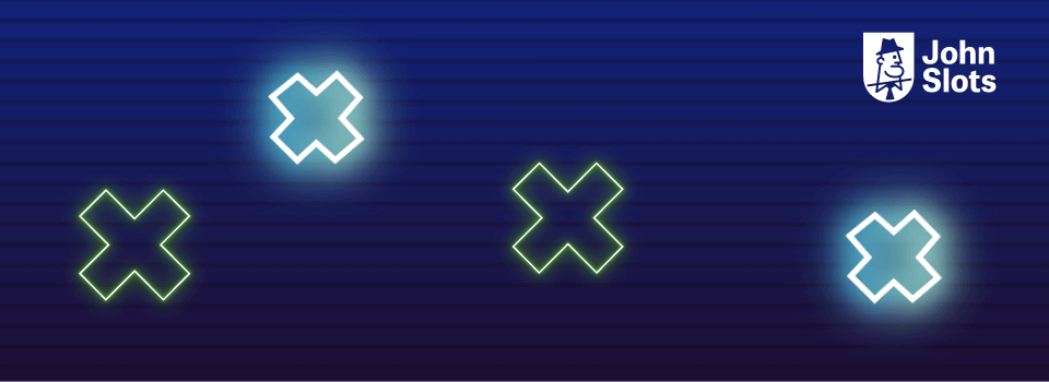 4 x-symboler på en blå bakgrund