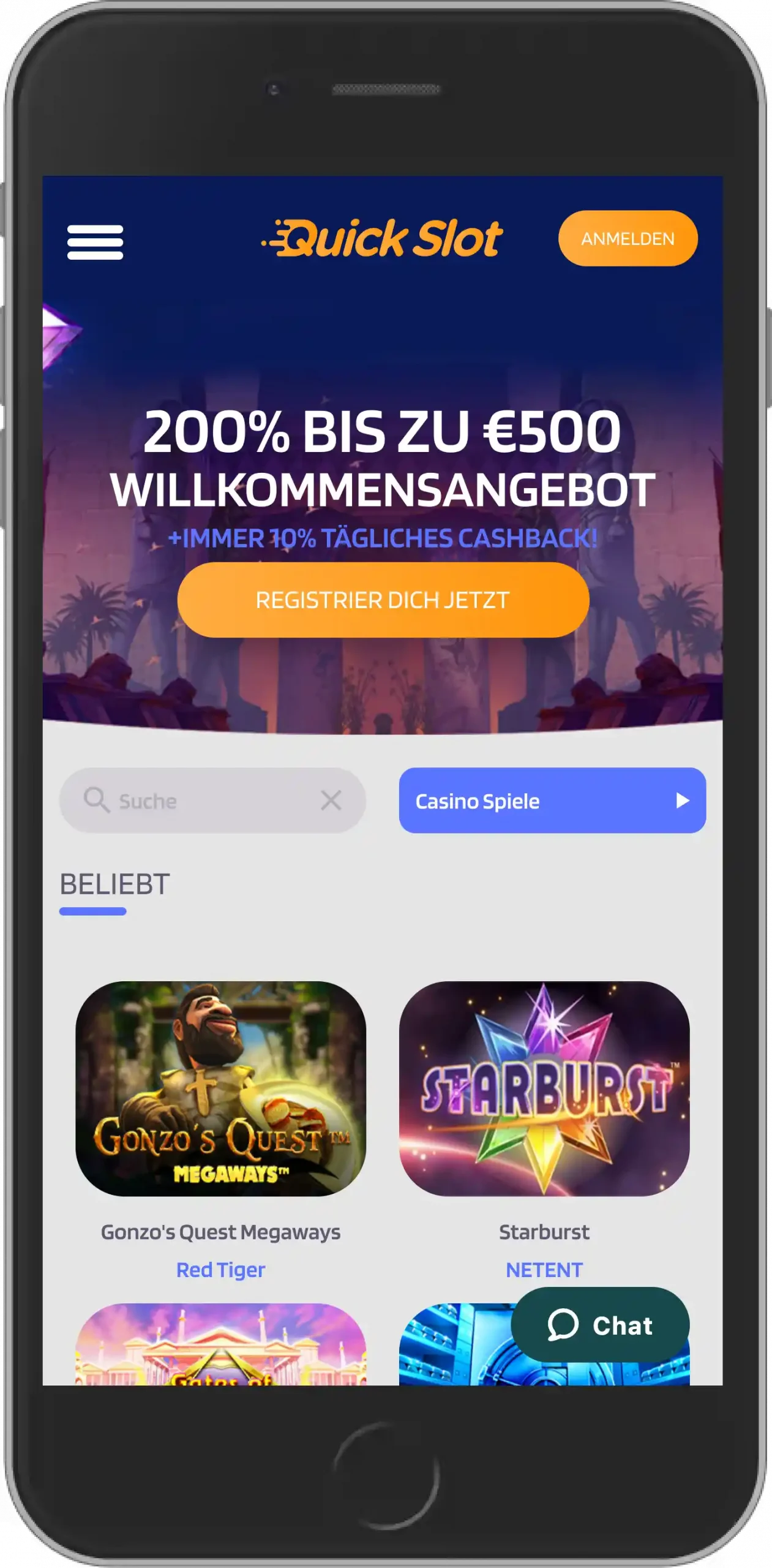 QuickSlot Bonus - Mobile Ansicht