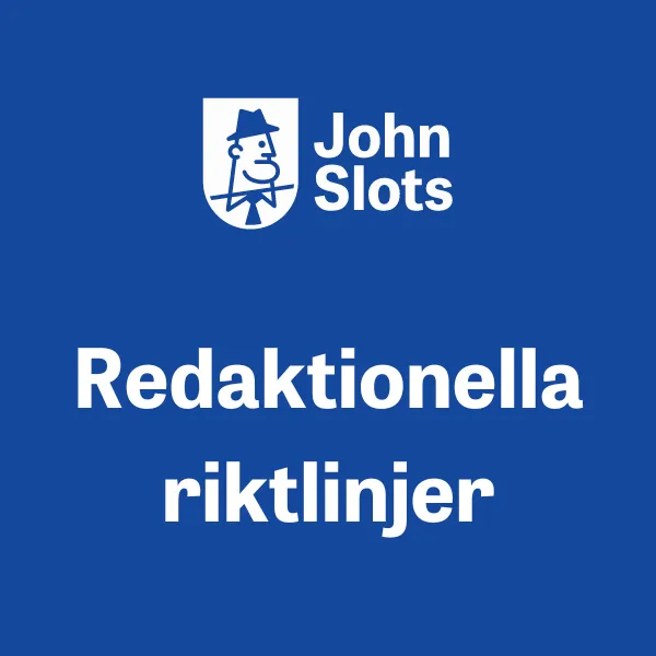 JohnSlots logotyp, och texten Leveransprinciper på blå bakgrund