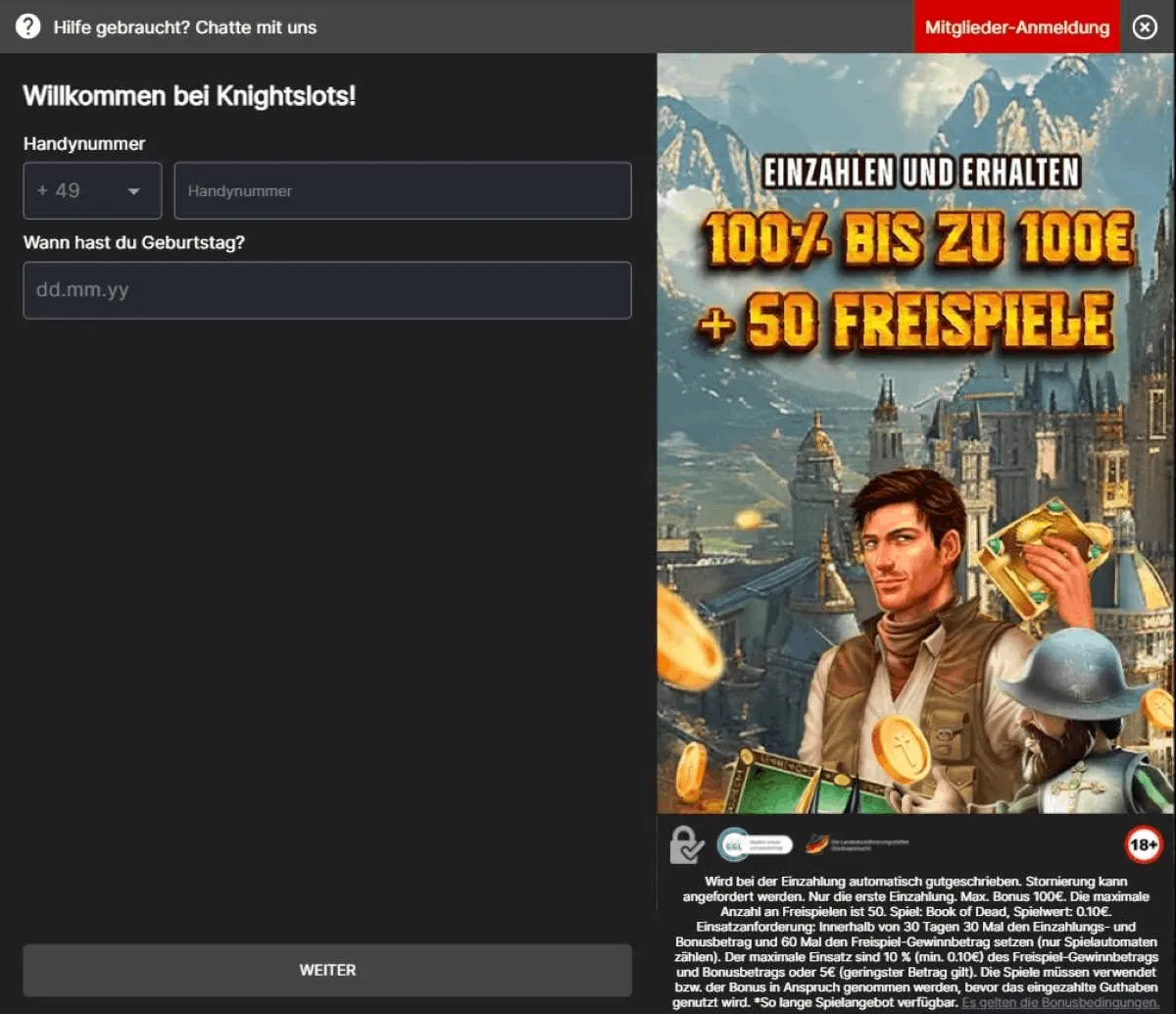 Registrierung & Verifizierung bei KnightSlots