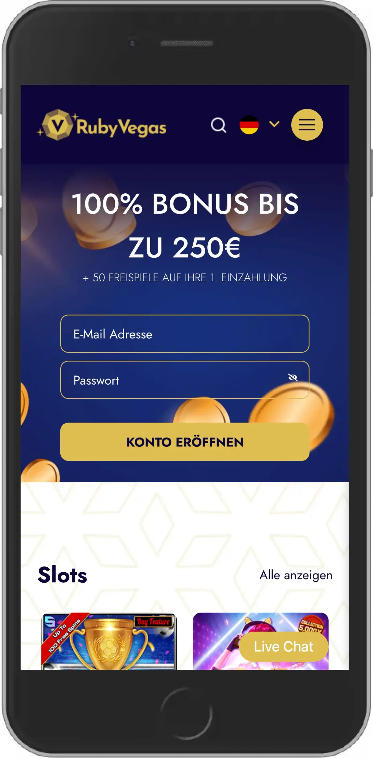 Ruby Vegas Bonus - Mobile Ansicht